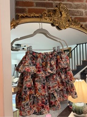 Tiered Floral Midi Skirt in Multi Floral